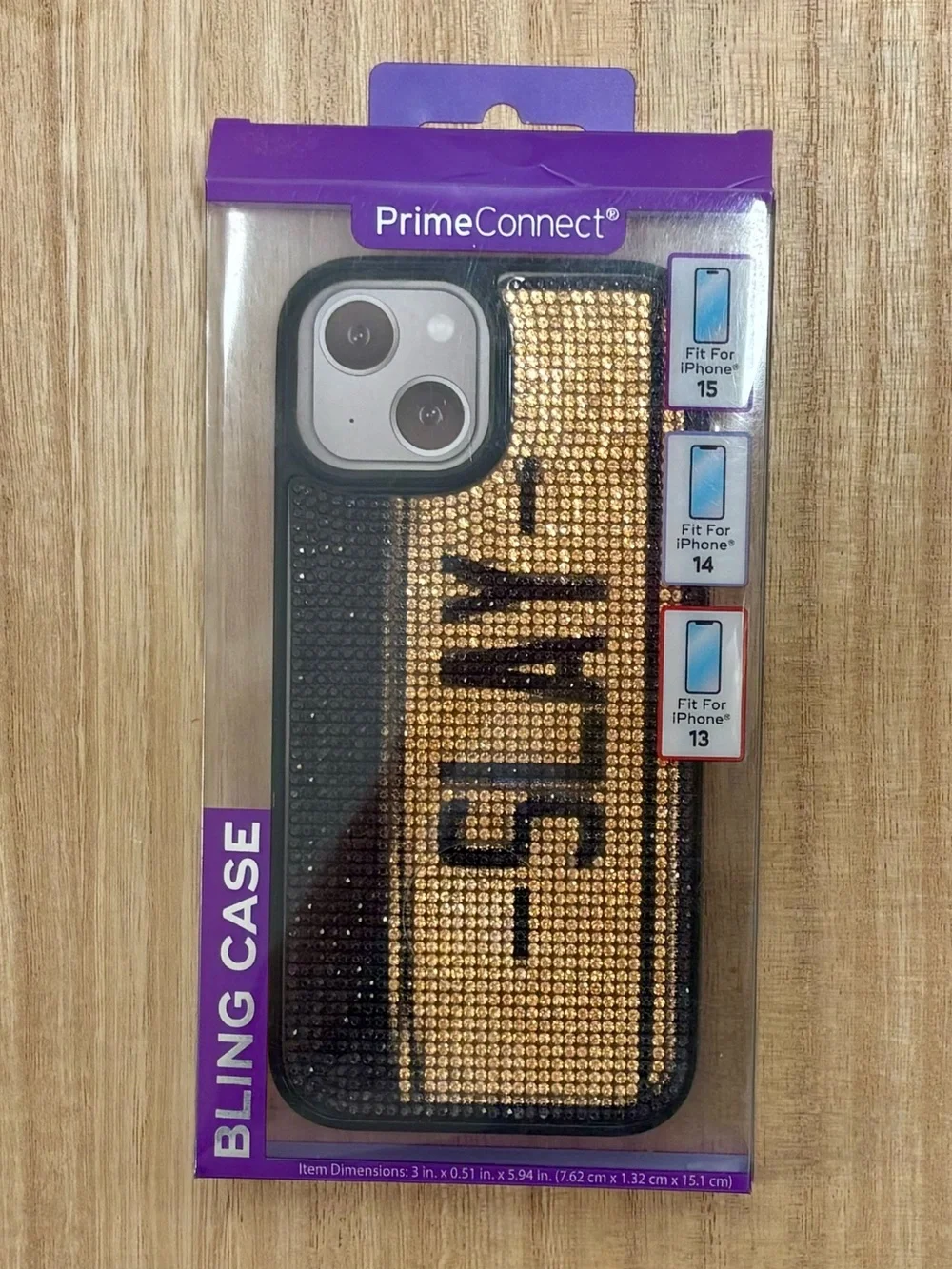 Gold & Black Bling Case for iPhone 13/14/15 (Gold/Black)